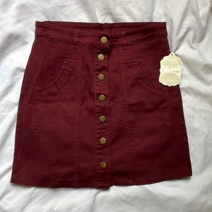 Maroon Button Up Skirt